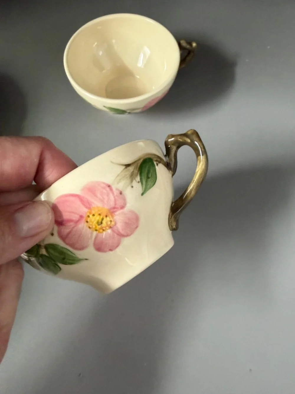 Vintage Franciscan Desert Rose Set of 2 Tea Cups with Saucers